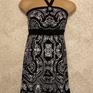 White House Black Market Black and White Halter Dress